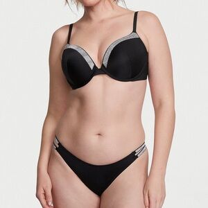 VICTORIA'S SECRET shine Push-Up Bikini Top & Shine Strap Brazilian Bikini Bottom